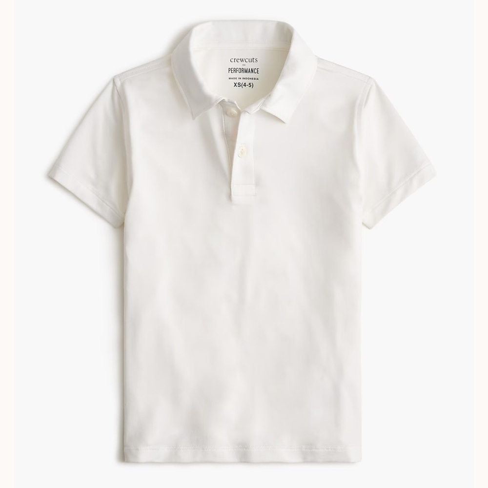 CREWCUTS Factory Boys' performance polo in White Size XL
